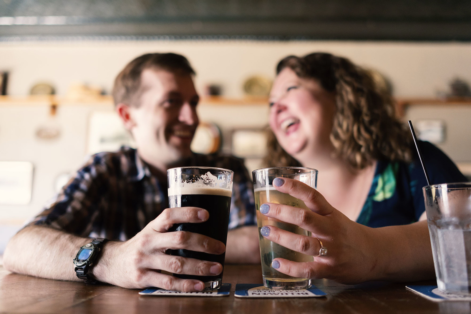 Engagement session favorite neighborhood bar Lakeview Chicago by Candice Cusic Photography